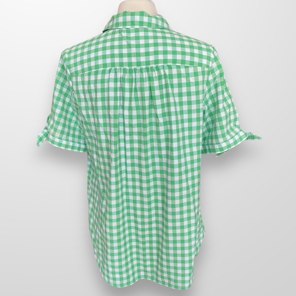 Roamans Womens Size 14 W Blouse Top Shirt Green Gingham Short Sleeve Casual - Picture 5 of 7